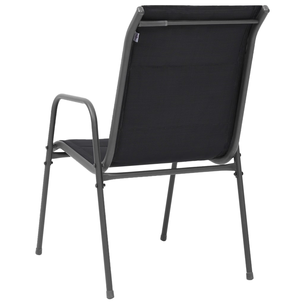 vidaXL Стифиращи градински столове, 2 бр, стомана и Textilene, черни