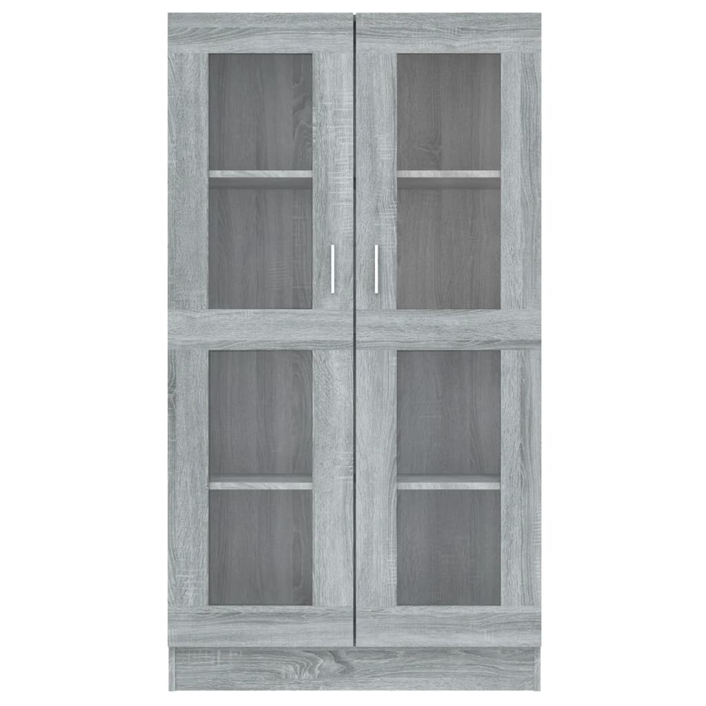 vidaXL Шкаф витрина, сив сонома, 82,5x30,5x150 см, инженерно дърво