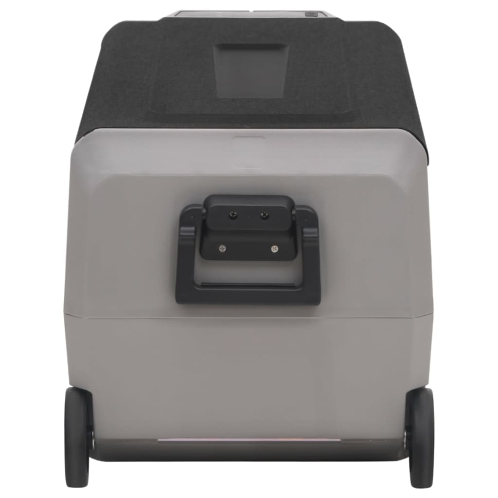vidaXL Хладилна кутия с колелца и дръжка черно и сиво 50 л PP и PE