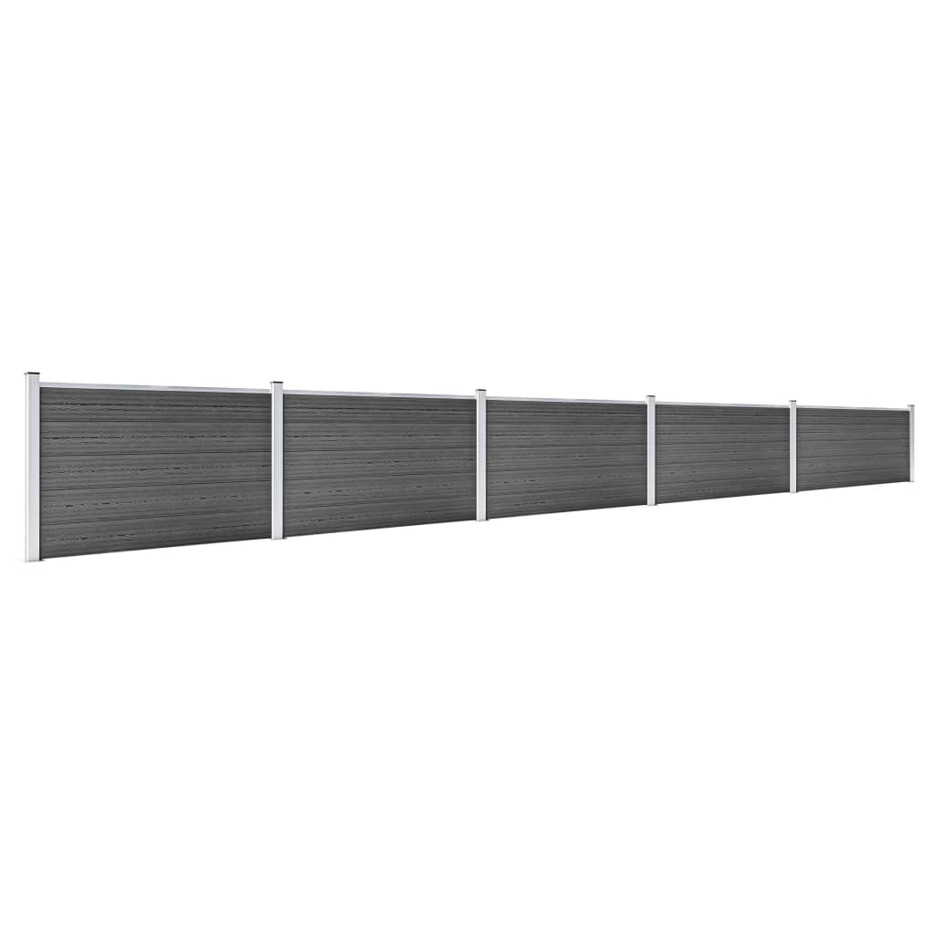 vidaXL Комплект оградни панели, WPC, 872x105 см, черен