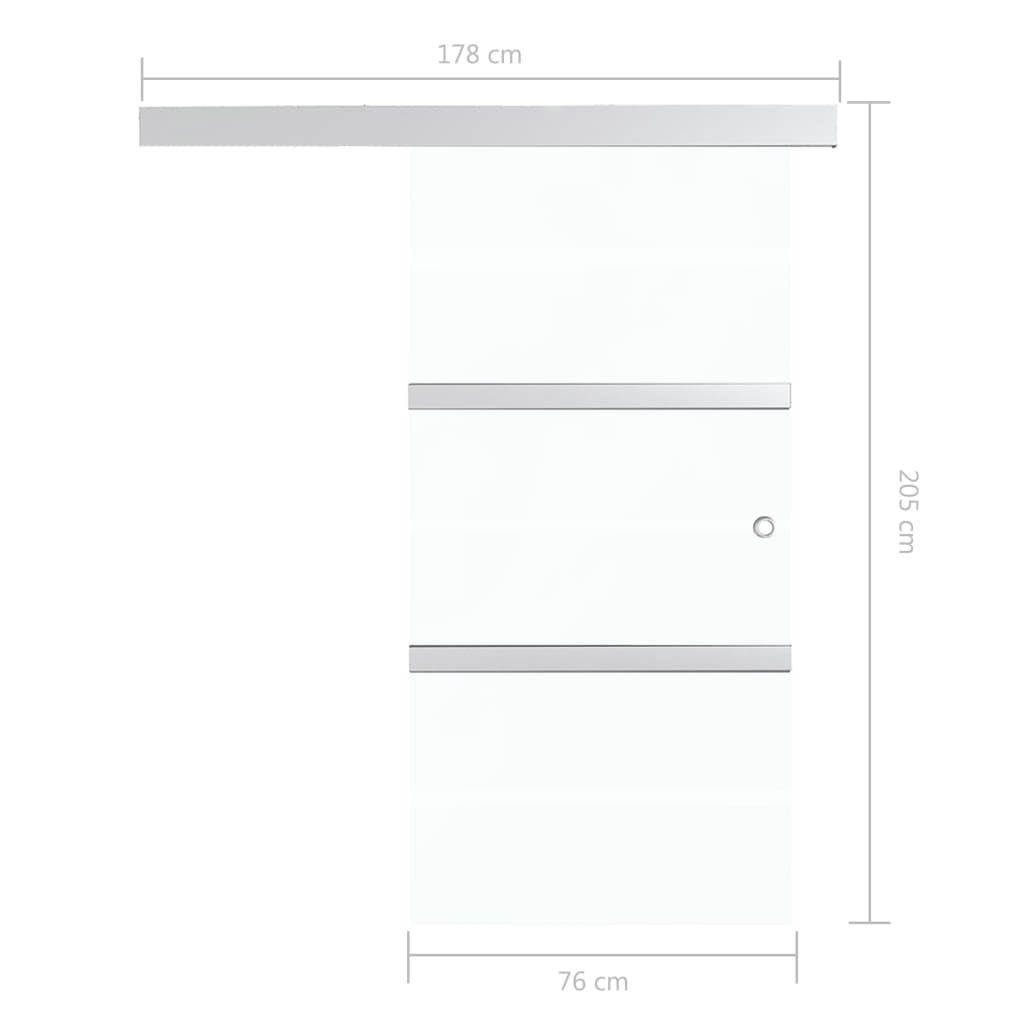 vidaXL Плъзгаща врата с меки стопери, ESG стъкло и алуминий, 76x205 см