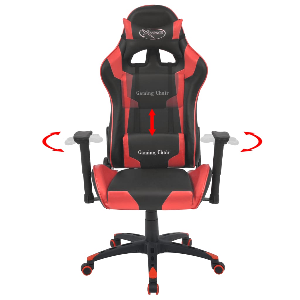 vidaXL Офис стол, накланящ се, изкуствена кожа, червен