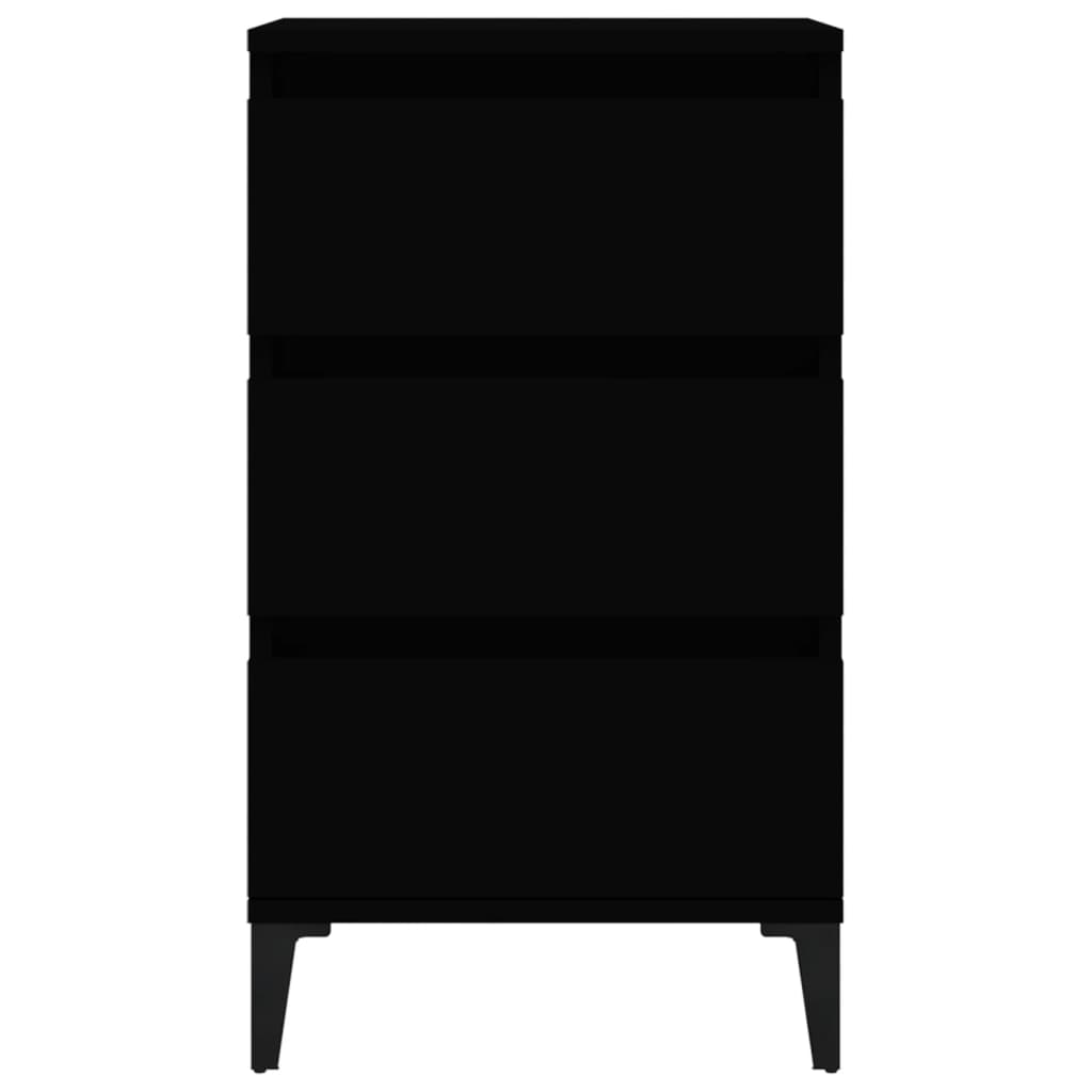 vidaXL Нощно шкафче, черно, 40x35x70 см, инженерно дърво