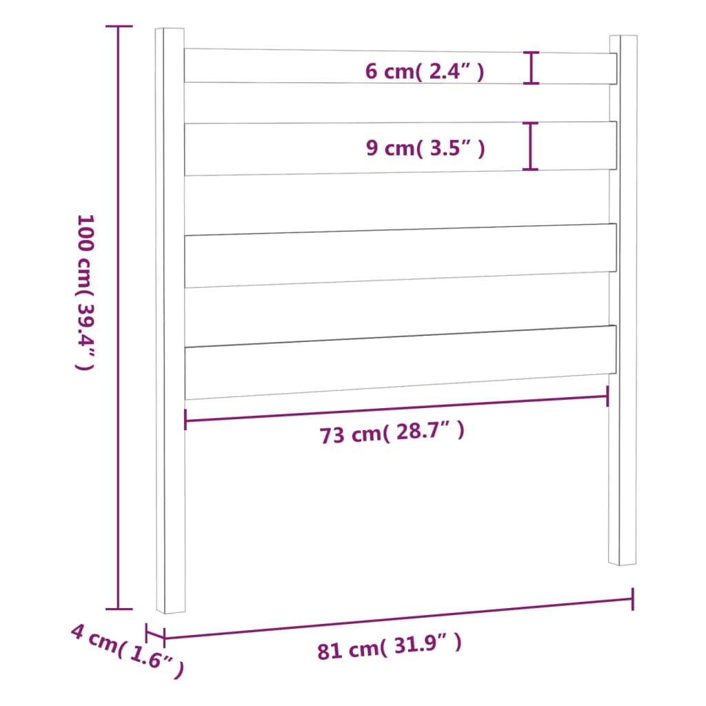 vidaXL Горна табла за легло, 81x4x100 см, бор масив