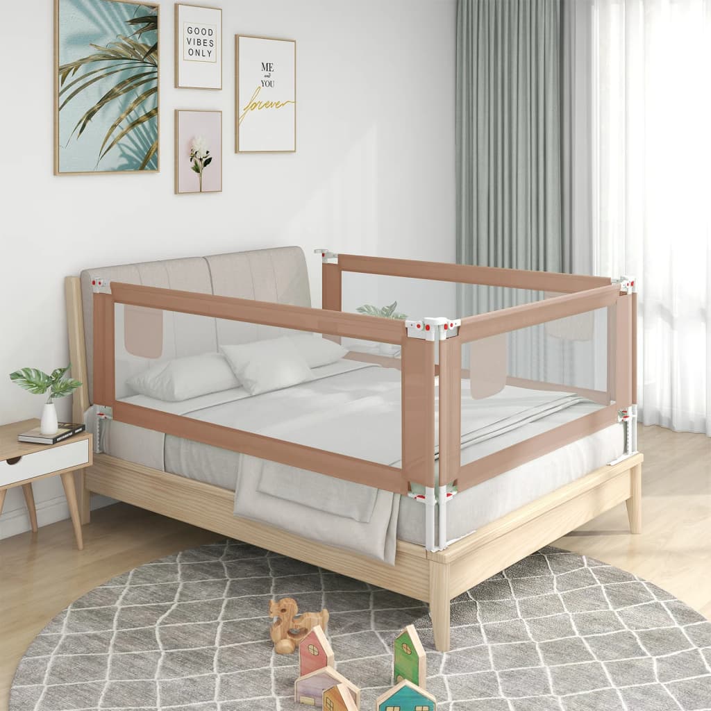 vidaXL Ограничител за бебешко легло, таупе, 140x25 см, плат