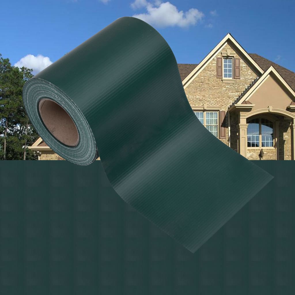 vidaXL Лента за покриване на огради, PVC, 35x0,19 м, зелен мат