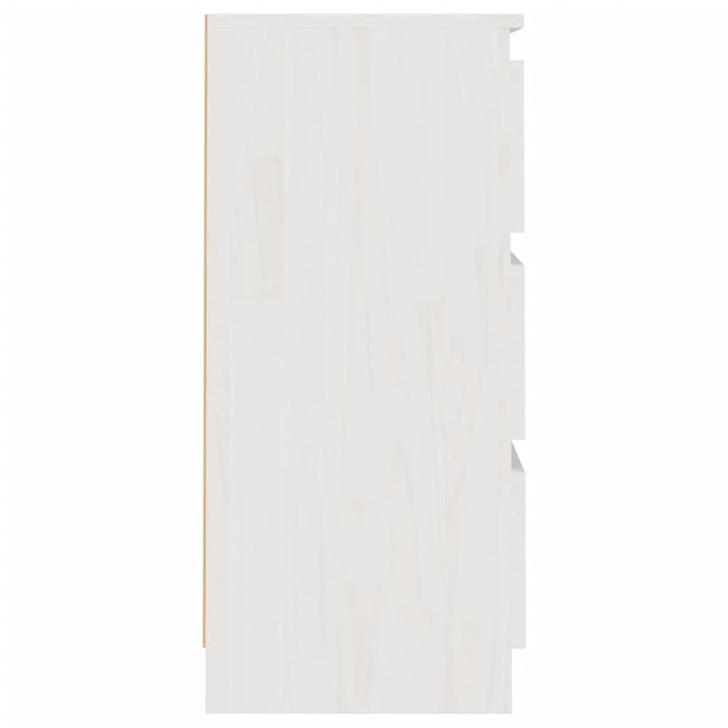 vidaXL Нощни шкафчета, 2 бр, бели, 40x29,5x64 см, борово дърво масив