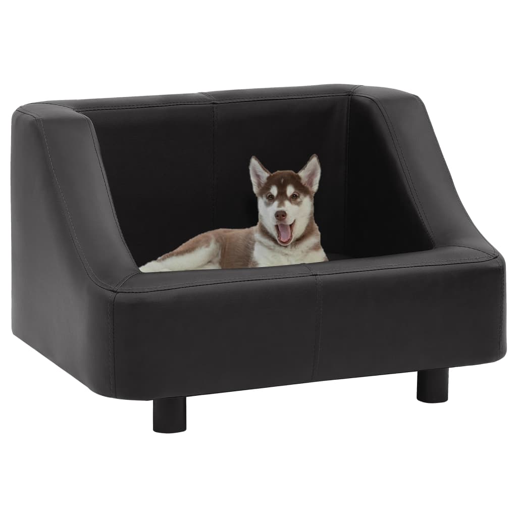 vidaXL Кучешки диван, черен, 67x52x40 см, изкуствена кожа