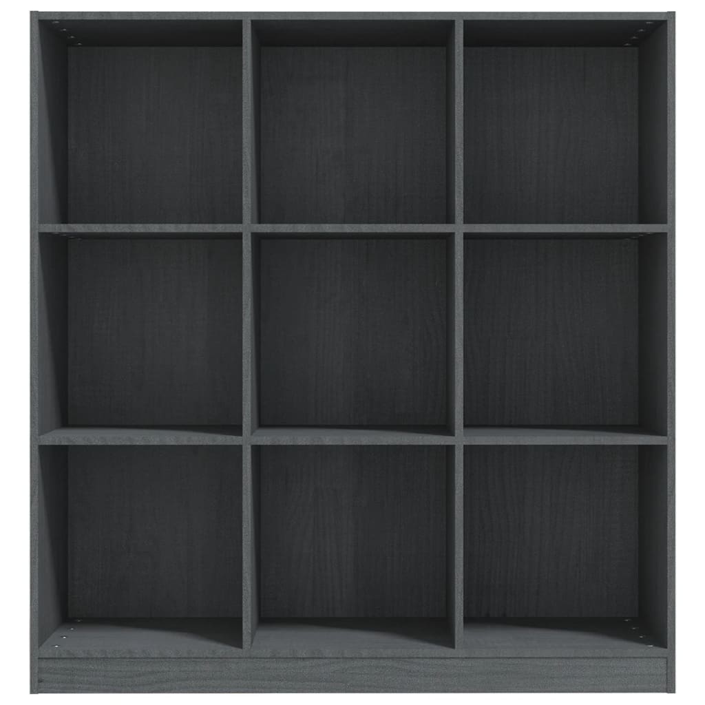 vidaXL Библиотека/разделител за стая, сива, 104x33,5x110 см, бор масив
