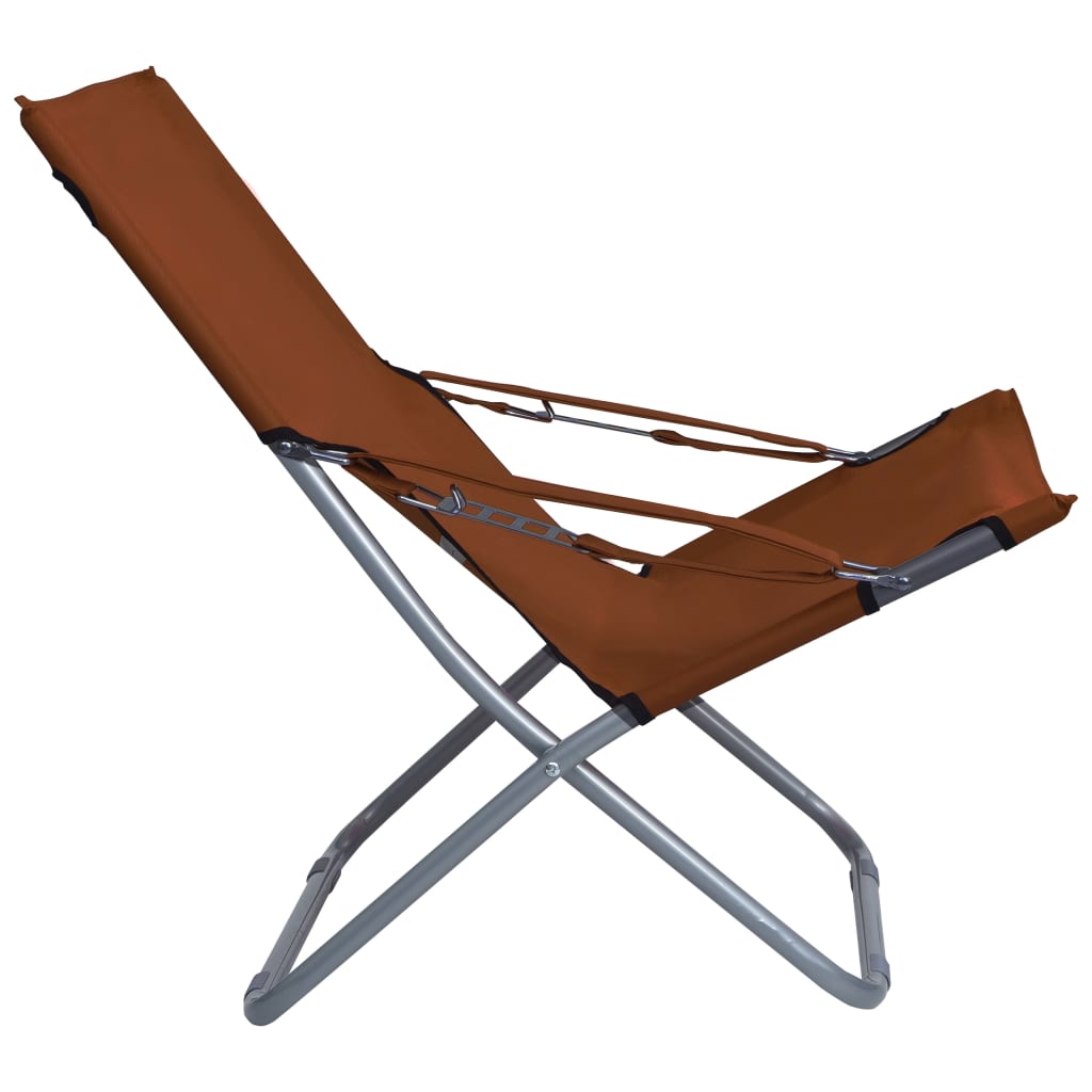 vidaXL Сгъваеми плажни столове, 2 бр, текстил, кафяви