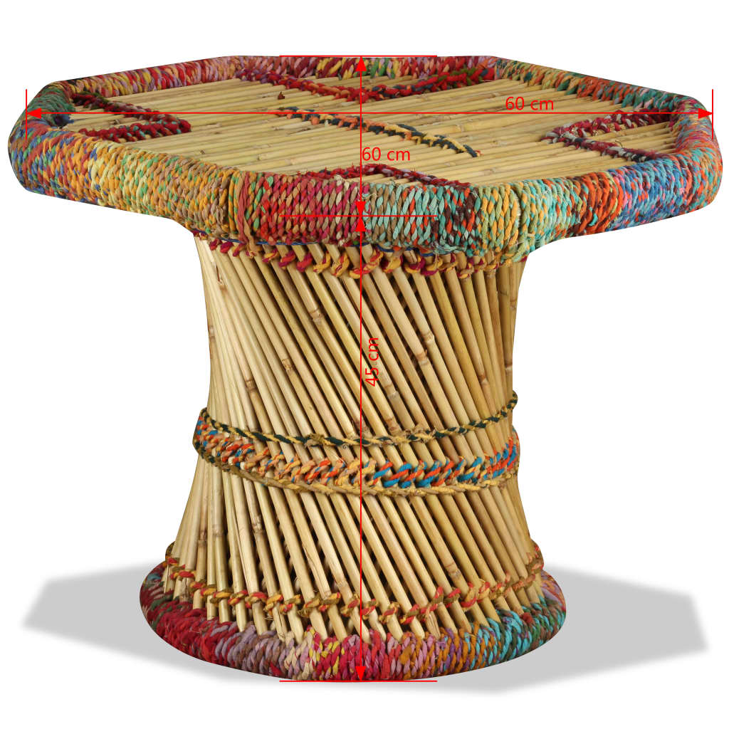 vidaXL Бамбукова кафе маса, Chindi детайли, многоцветна