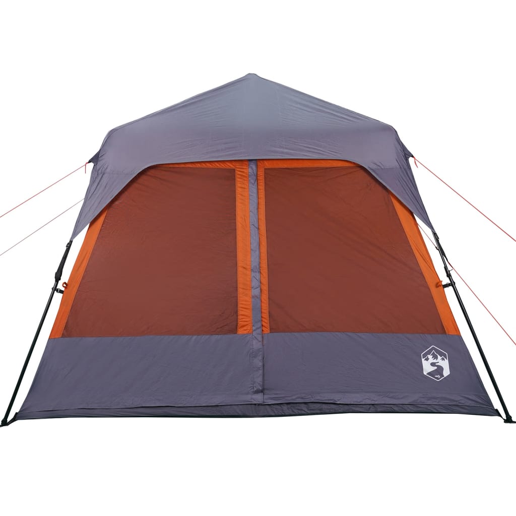 vidaXL Семейна палатка за 9 души, сиво-оранжева, бързо освобождаване