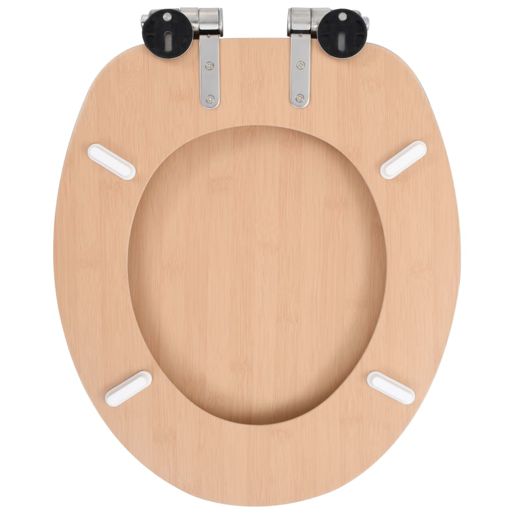 vidaXL Тоалетна седалка с плавно затваряне, МДФ капак, дизайн бамбук