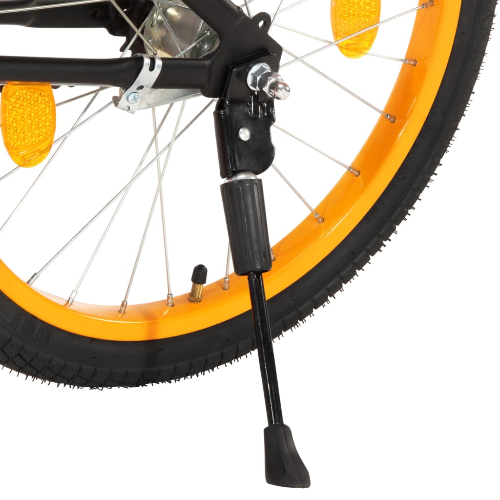 vidaXL Детски велосипед с преден багажник, 18 цола, черно и оранжево