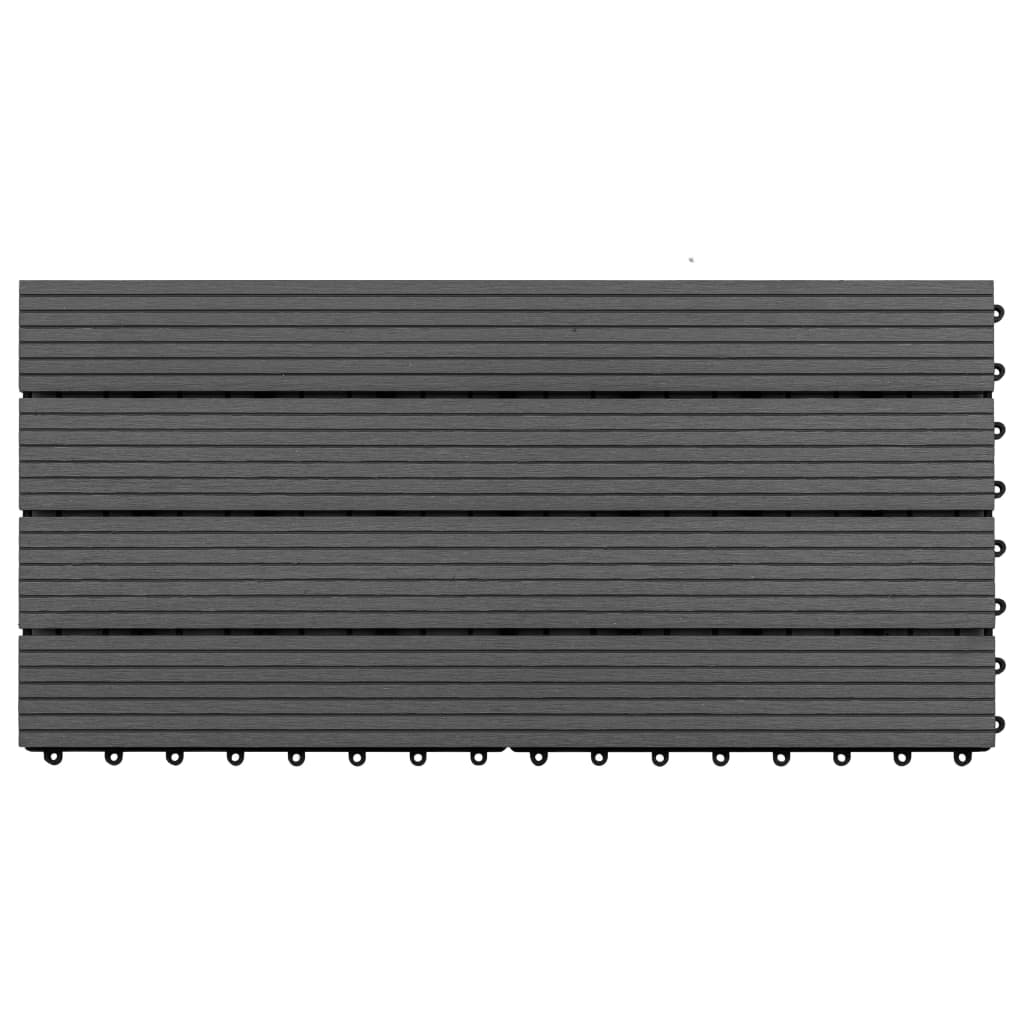 vidaXL Декинг плочки, 6 бр, WPC, 60x30 см, 1,08 м², черни