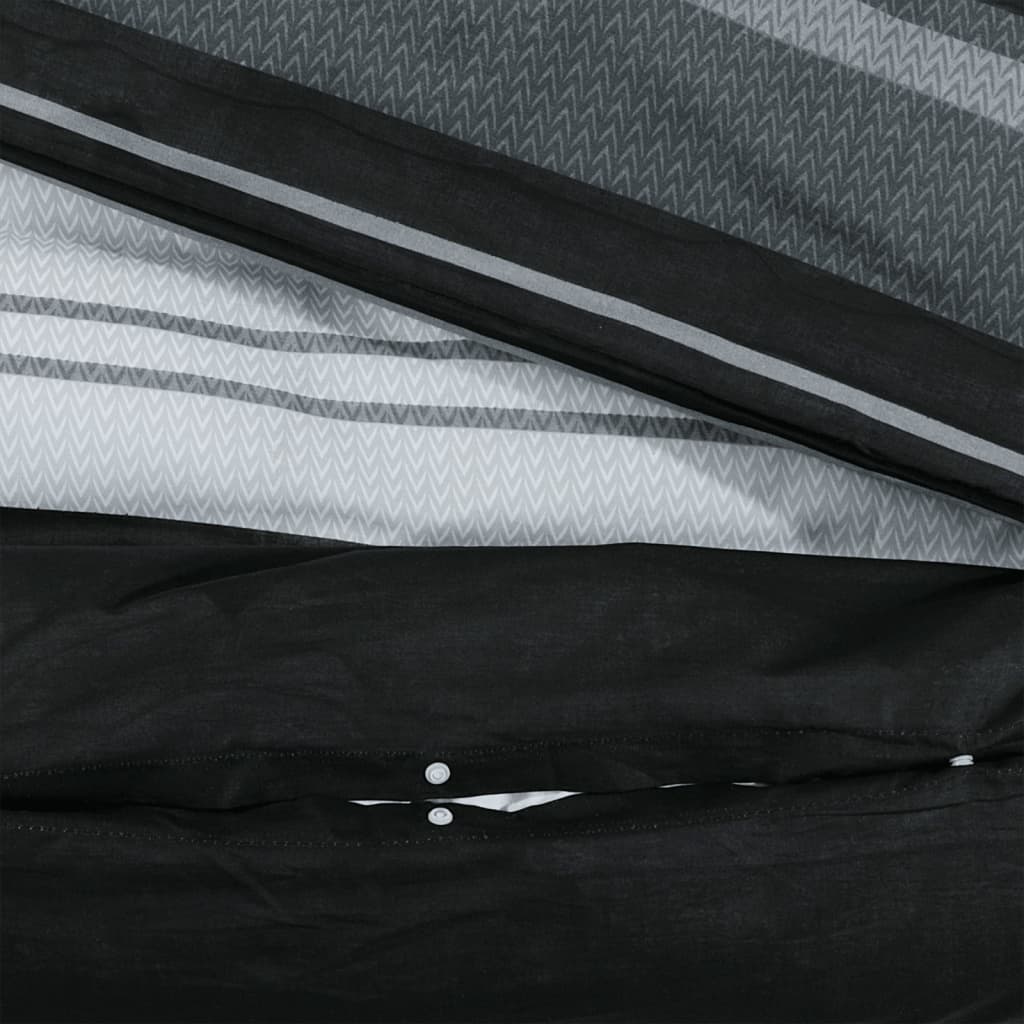 vidaXL Комплект спално бельо, черно и бяло, 225x220 см, памук