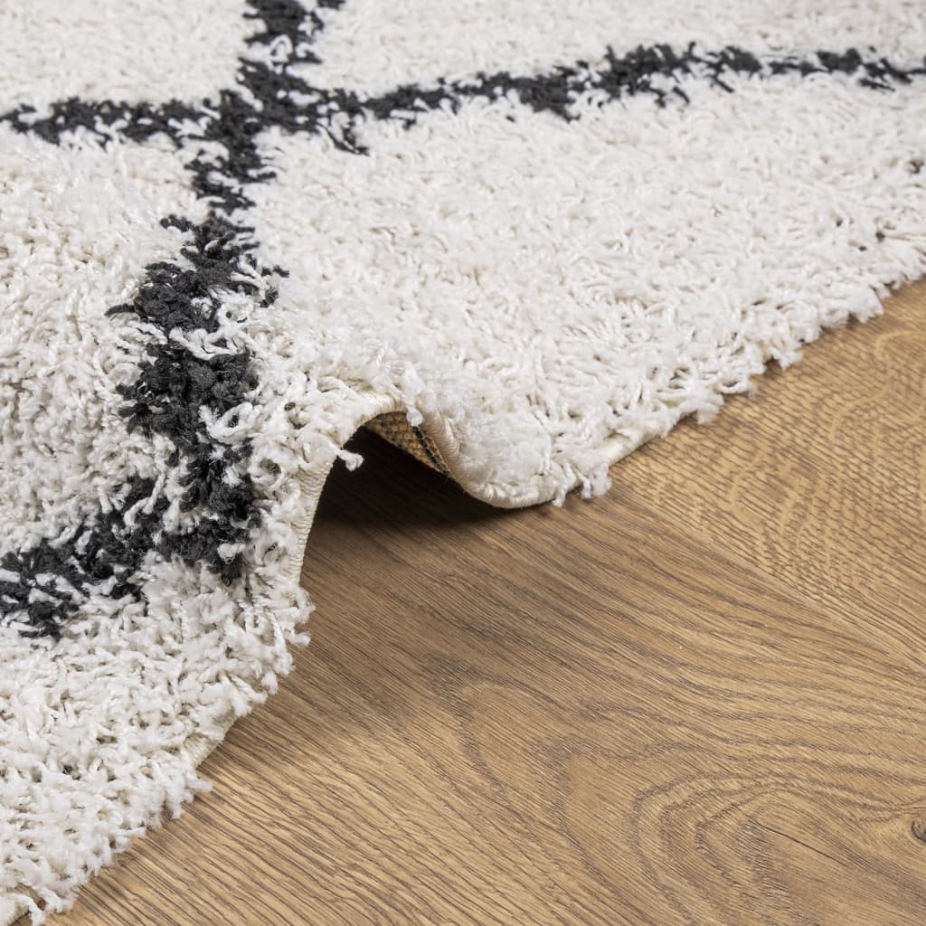 vidaXL Шаги килим с дълъг косъм "PAMPLONA", кремаво-черен, 160x230 см
