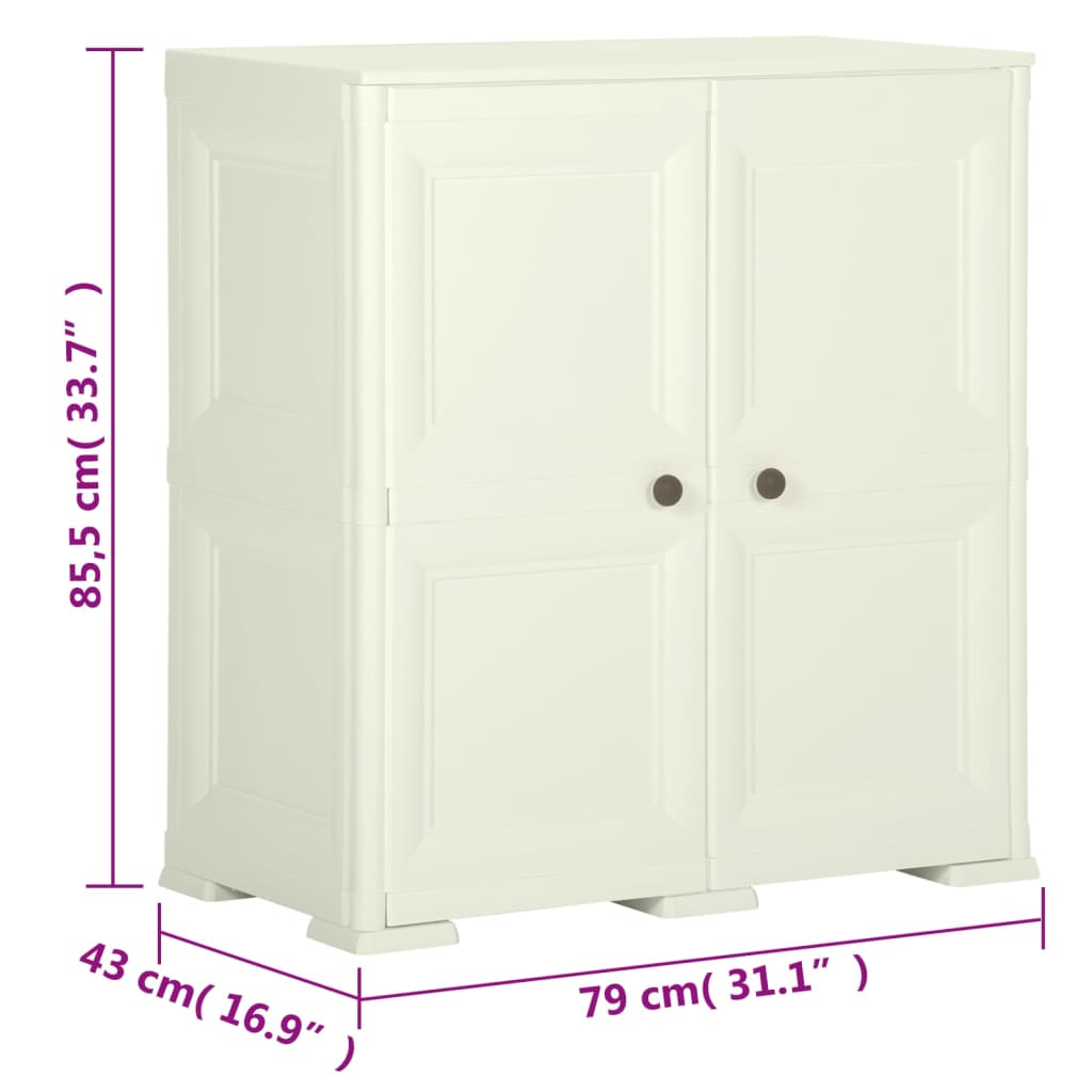 vidaXL Пластмасов шкаф, 79x43x85,5 см, дървен дизайн, ванилов лед