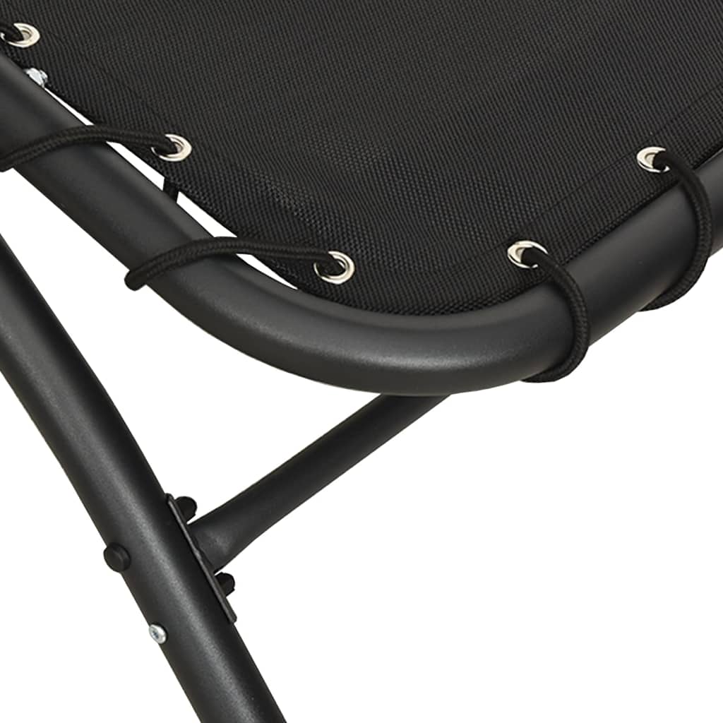 vidaXL Шезлонг със сенник, черен, 167x80x195 см, текстил и стомана