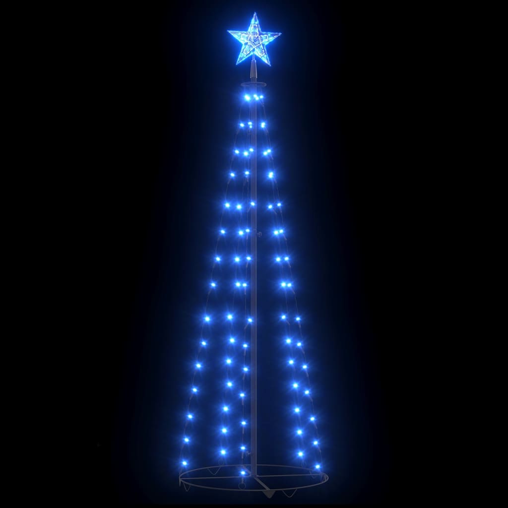 vidaXL Декоративна коледна елха конус, синя, 84 LED, 50x150 см