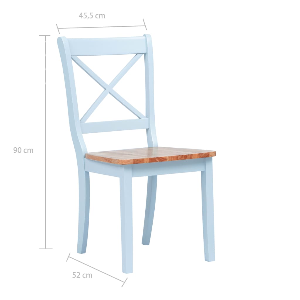 vidaXL Трапезни столове, 4 бр, сив и естествен, каучуково дърво масив