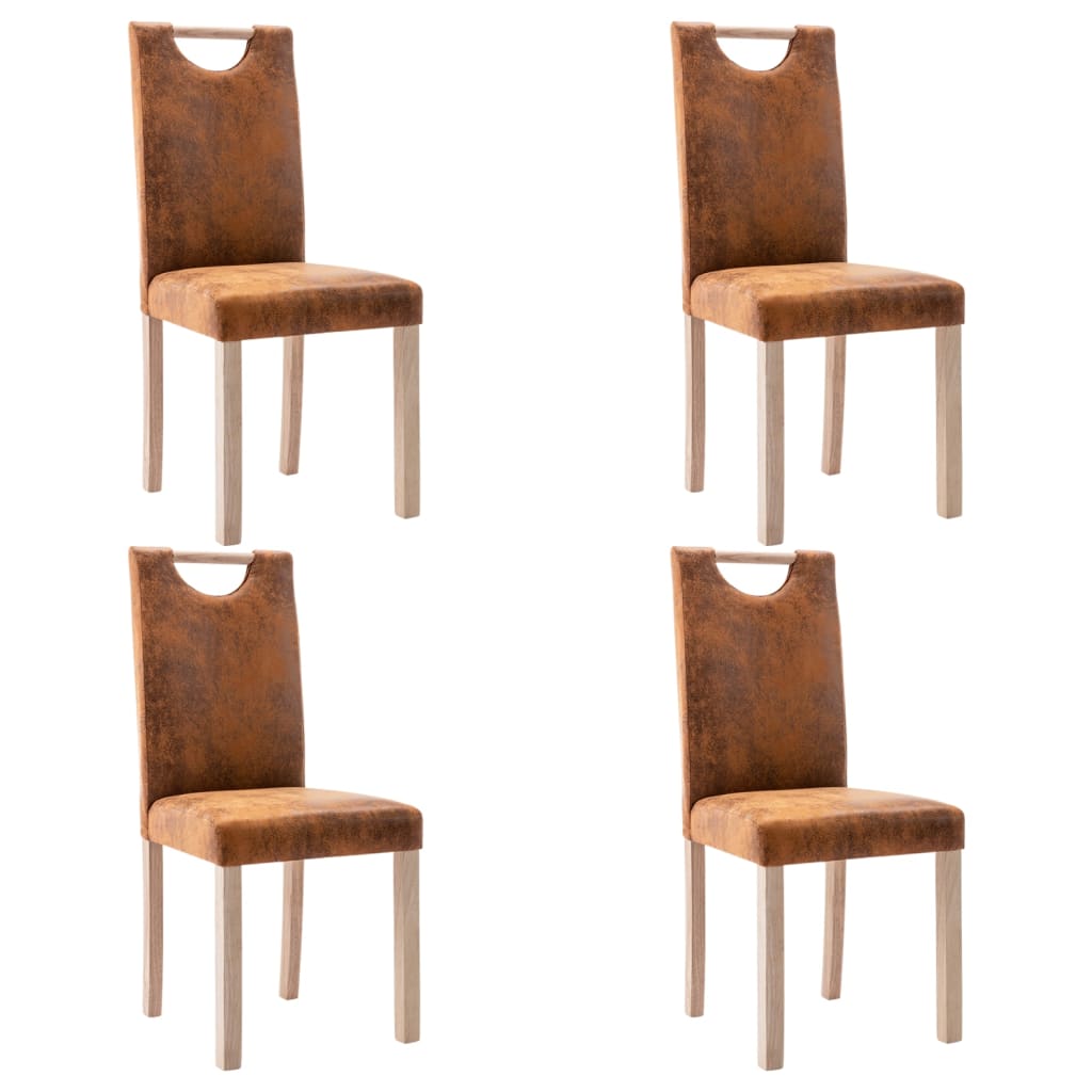 vidaXL Трапезни столове, 4 бр, кафяви, изкуствен велур