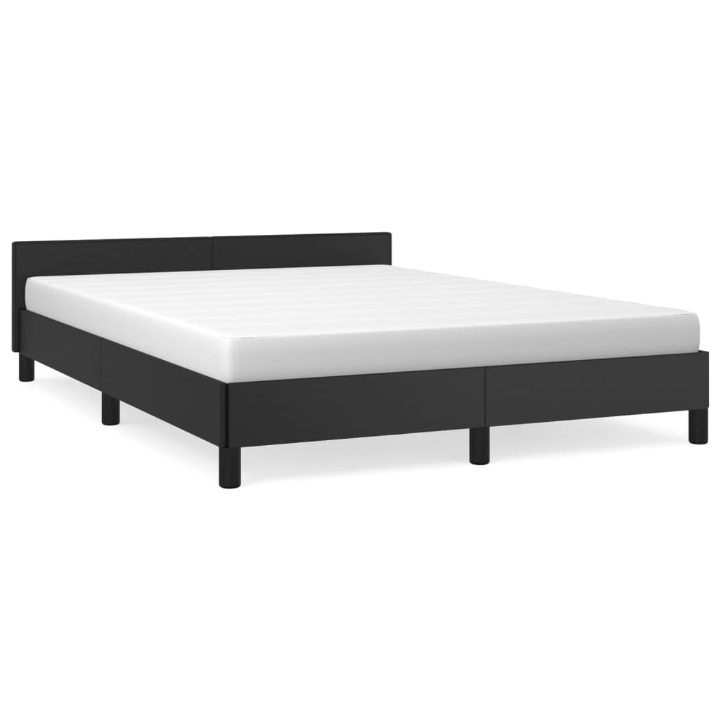 vidaXL Рамка за легло с табла, черна, 140x200 см, изкуствена кожа