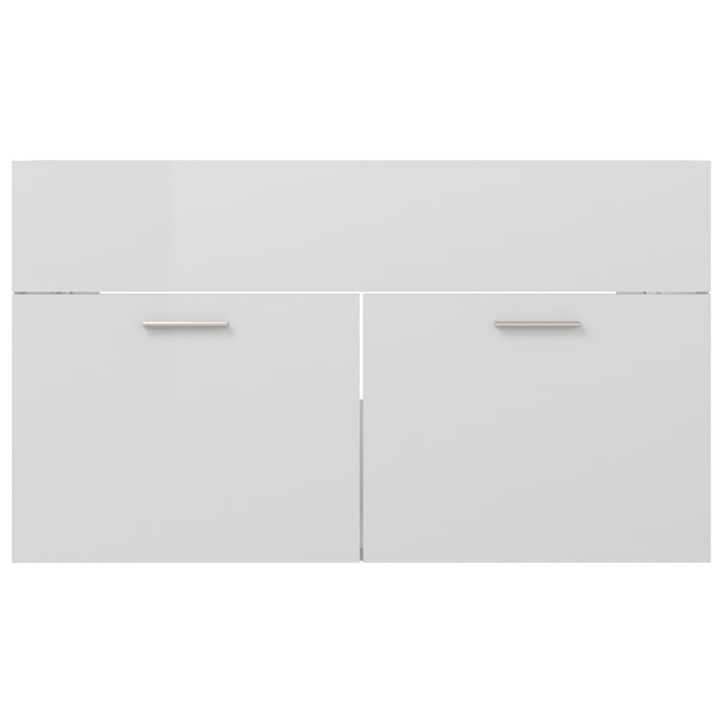 vidaXL Долен шкаф за мивка, бял гланц, 80x38,5x46 см, ПДЧ