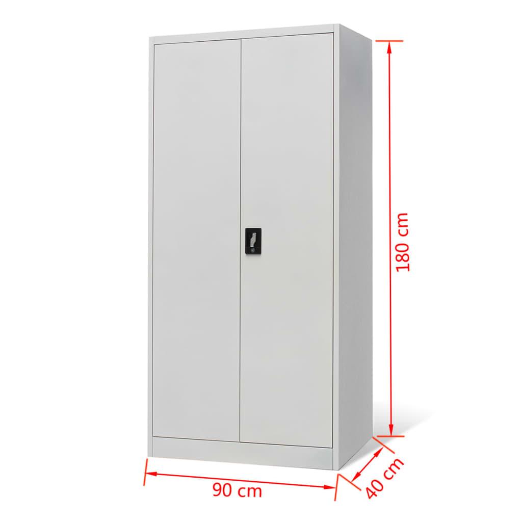 vidaXL Метален шкаф със заключване с две врати, сив
