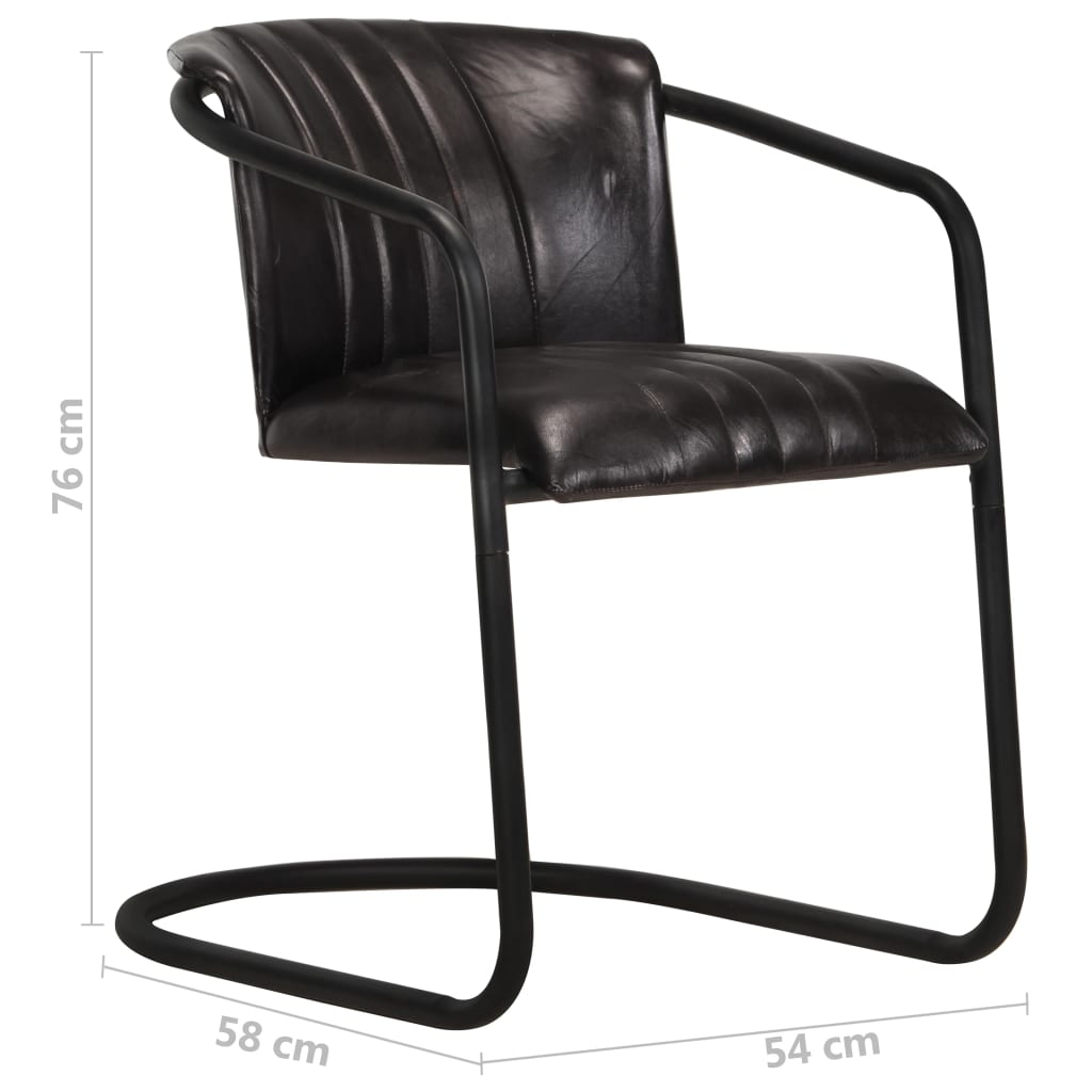 vidaXL Трапезни столове, 2 бр, черни, естествена кожа