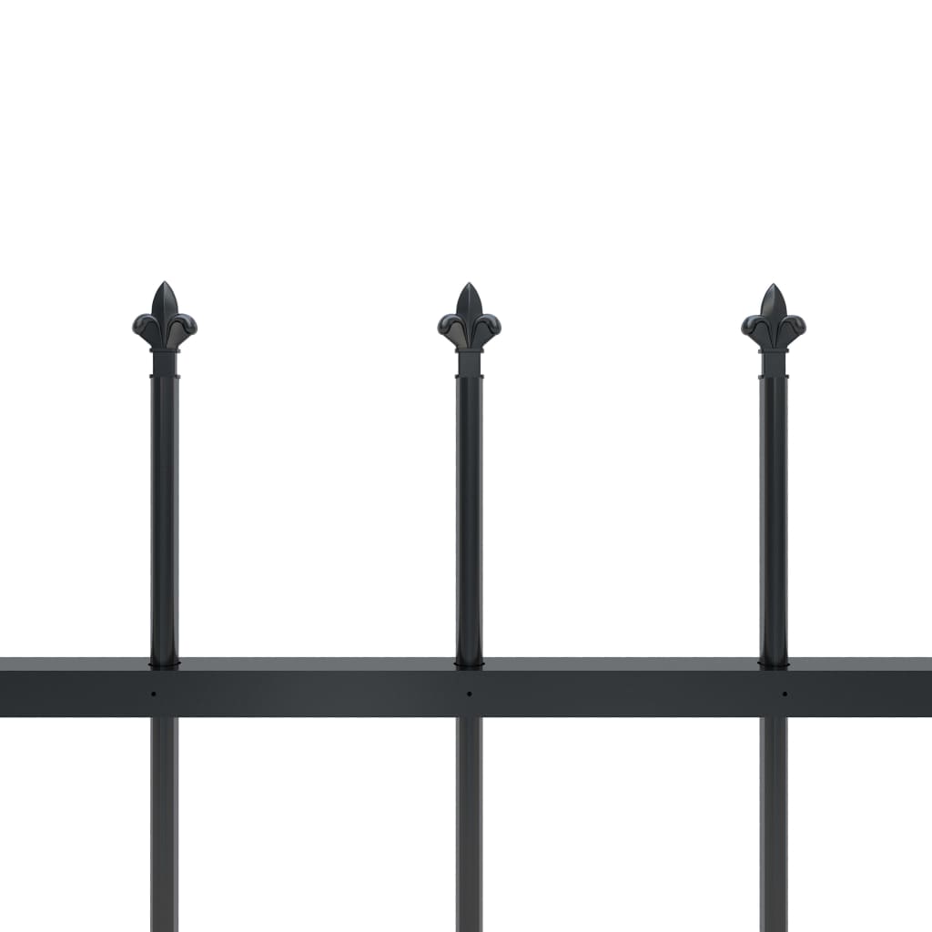 vidaXL Градинска ограда с пики, стомана, 3,4x0,6 м, черна