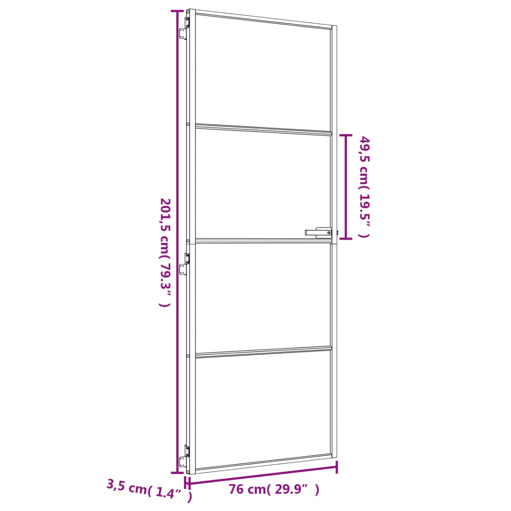 vidaXL Интериорна врата златиста 76x201,5 см закалено стъкло алуминий