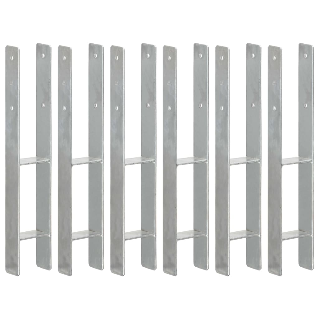 vidaXL Подпори за ограда 6 бр сребристи 9x6x60 см поцинкована стомана