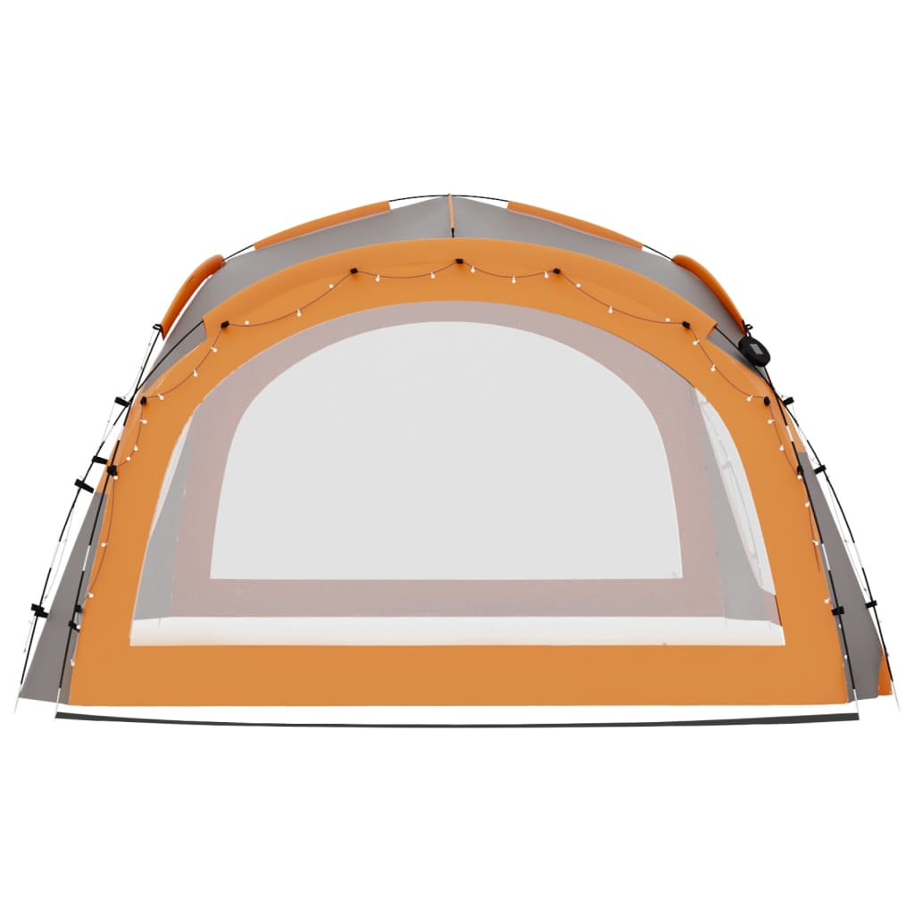 vidaXL Парти шатра с LED и 4 стени, 3,6x3,6x2,3 м, сиво и оранжево