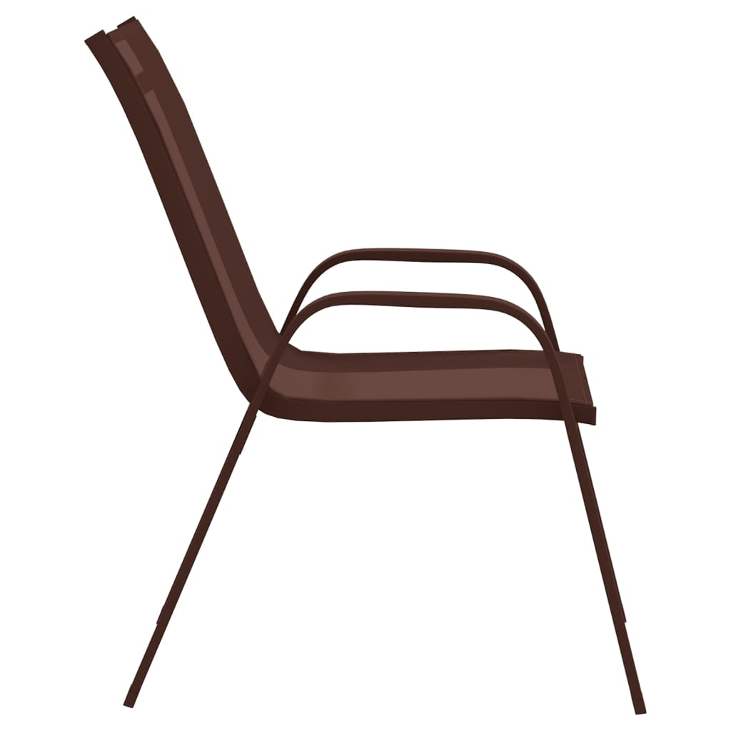vidaXL Стифиращи градински столове, 6 бр, кафяви, тъкан textilene