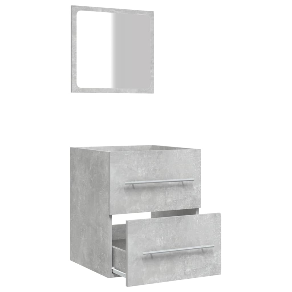 vidaXL Шкаф за баня с огледало, бетонно сив, 41x38,5x48 см