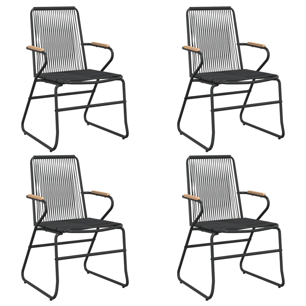 vidaXL Градински столове, 4 бр, черни, 58x59x85,5 см, PVC ратан