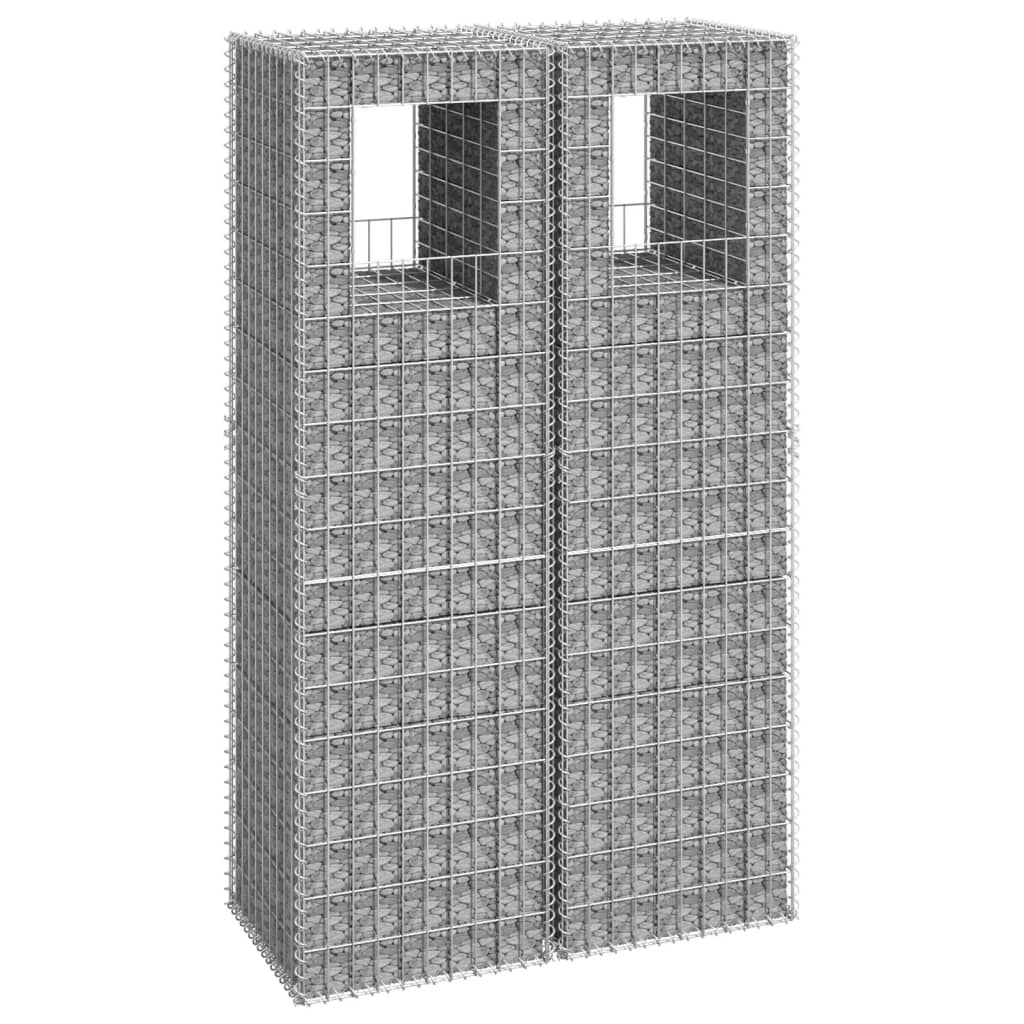 vidaXL Габионна кошница стълб, 2 бр, 50x50x180 cм, желязо