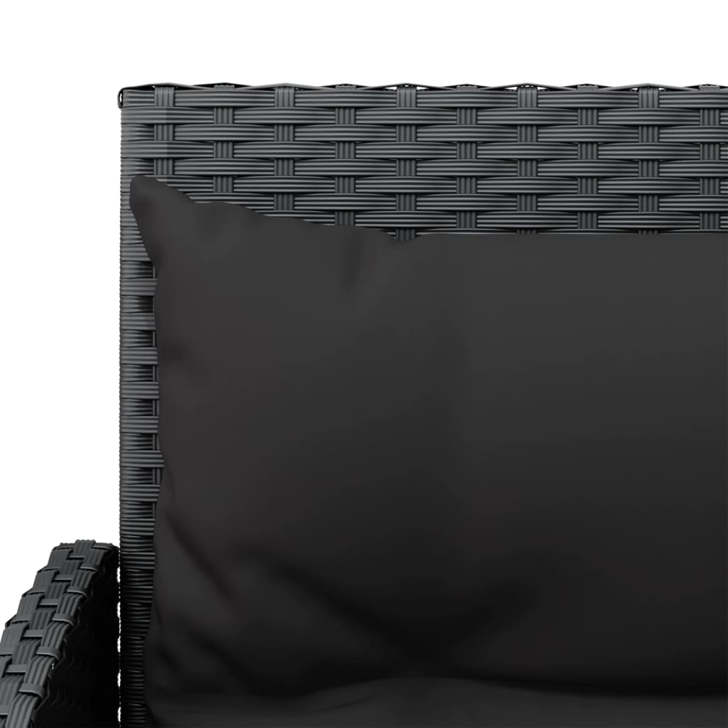 vidaXL Комплект Г-образно канапе с възглавници 2 части черен полиратан
