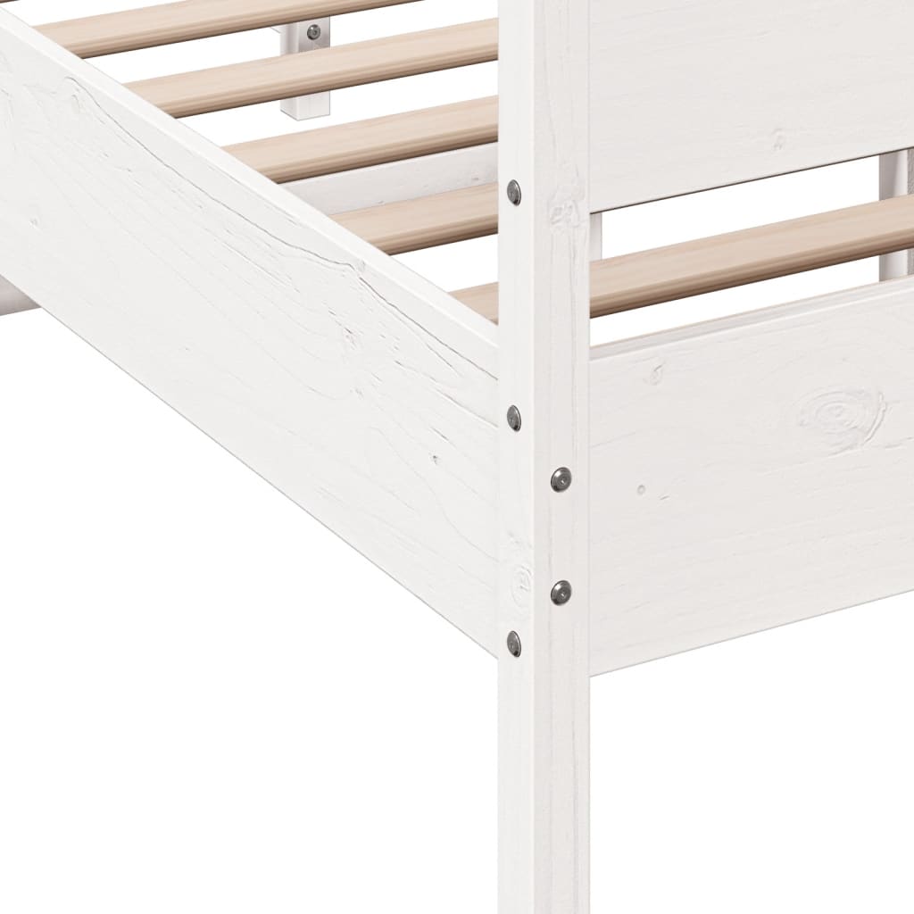 vidaXL Рамка за легло с табла, бяла, 120х200 см, бор масив