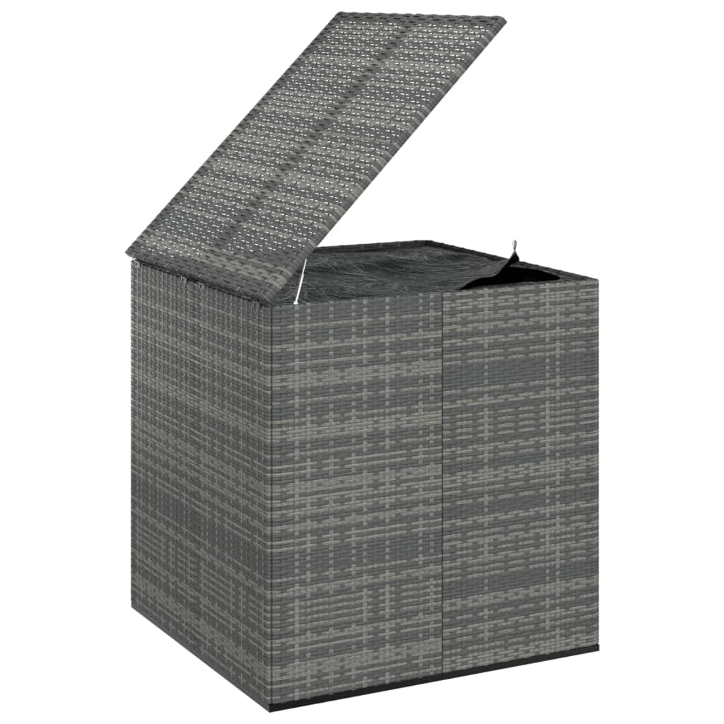 vidaXL Кутия за градински възглавници PE ратан 100x97,5x104 см сива