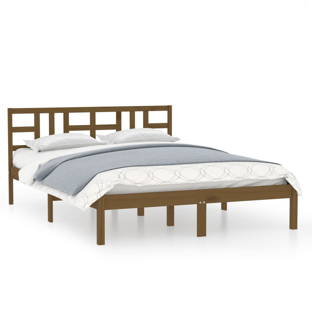 vidaXL Рамка за легло, меденокафява, дърво, 150x200 cм, King Size