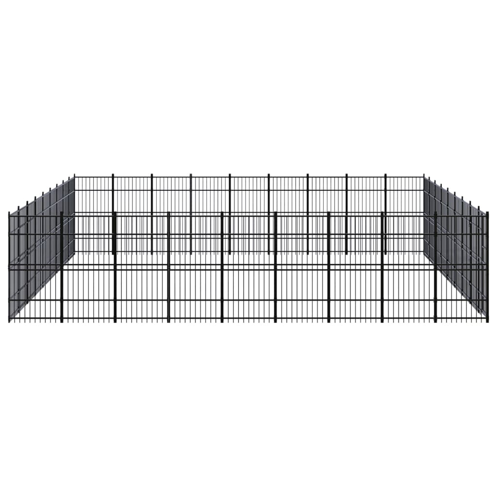 vidaXL Дворна клетка за кучета, стомана, 82,94 м²