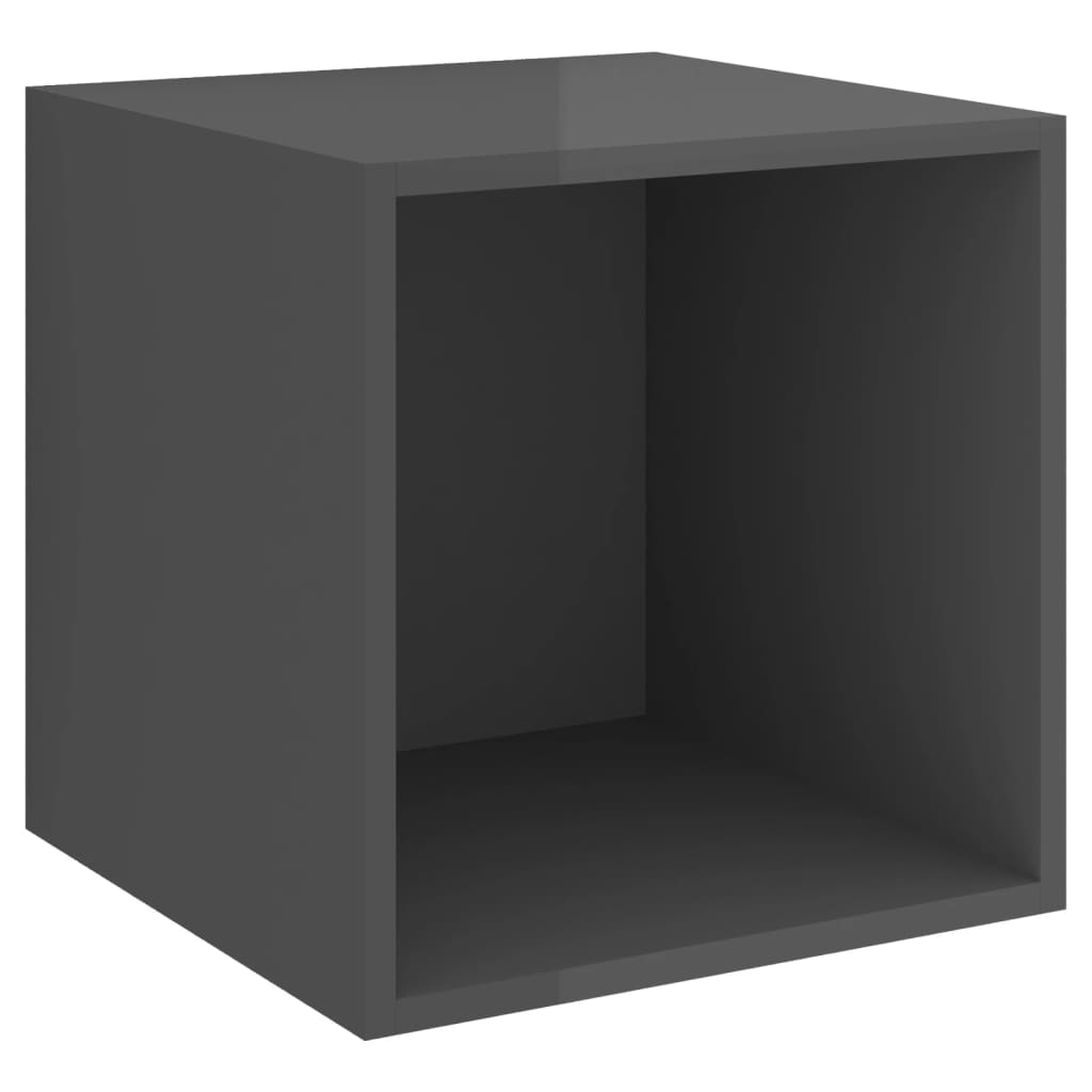 vidaXL Стенни шкафове, 2 бр, сив гланц, 37x37x37 см, ПДЧ