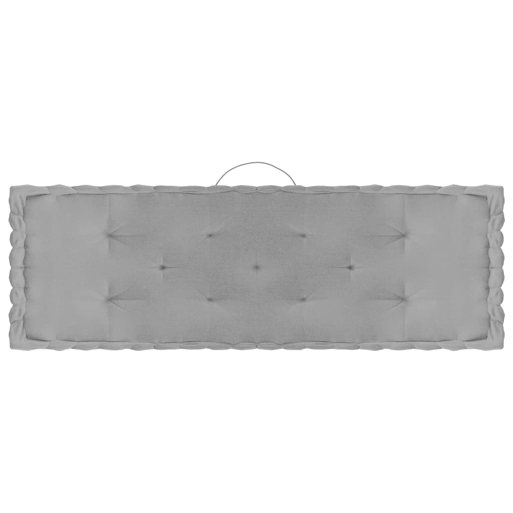 vidaXL Палетни възглавници за под, 7 бр, сиви, памук