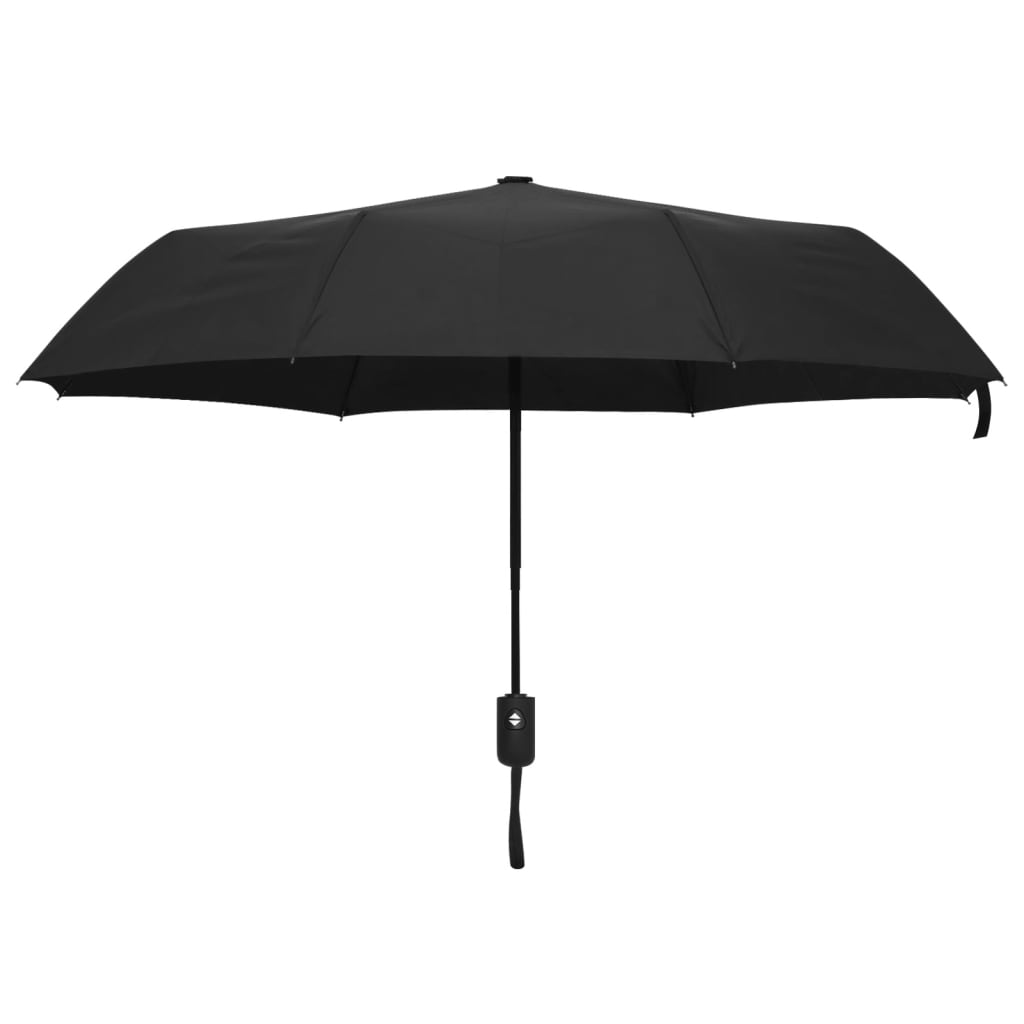 vidaXL Автоматичен сгъваем чадър черен 95 см