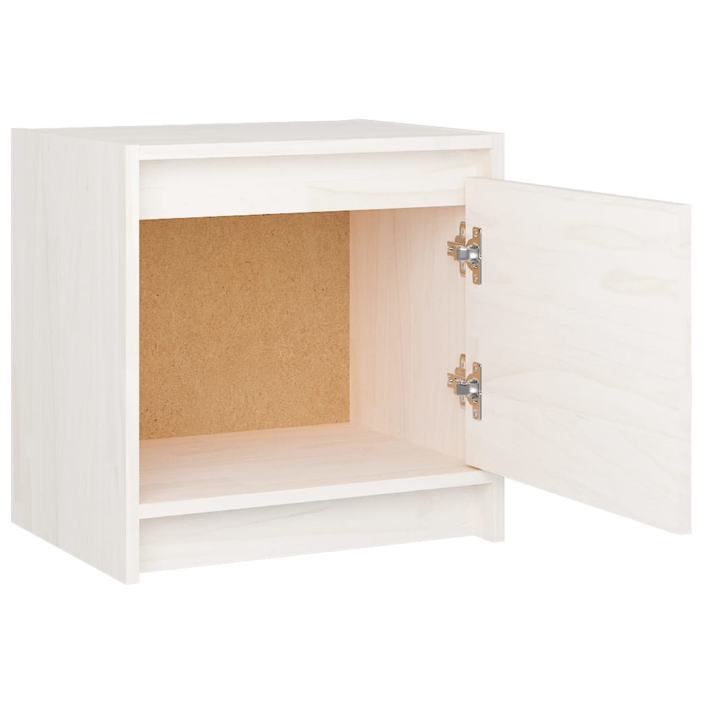 vidaXL Нощни шкафчета, 2 бр, бели, 40x30,5x40 см, бор масив