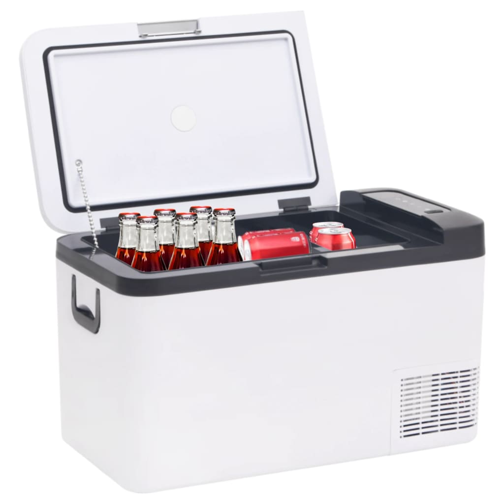 vidaXL Хладилна кутия с дръжка черно и бяло 25 л PP и PE