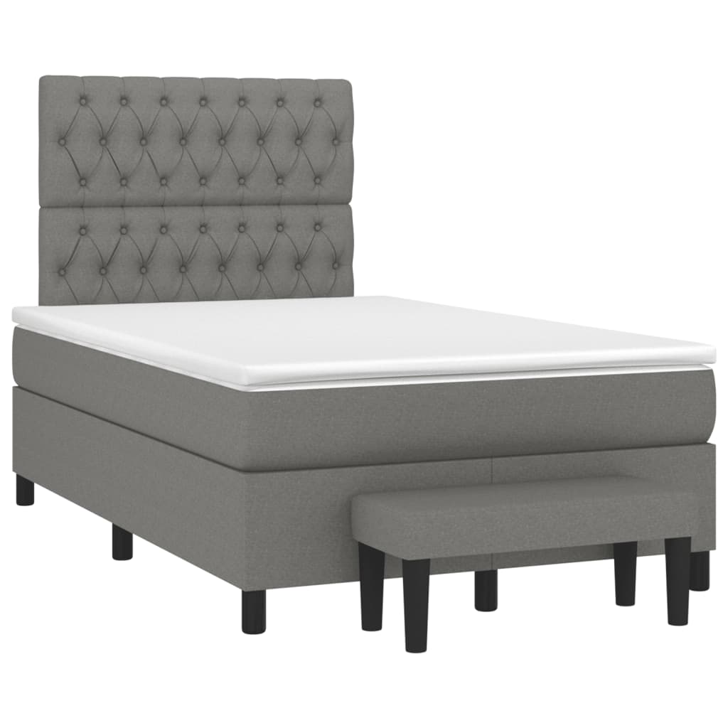 vidaXL Боксспринг легло с матрак, тъмносиво, 120x190 см, плат