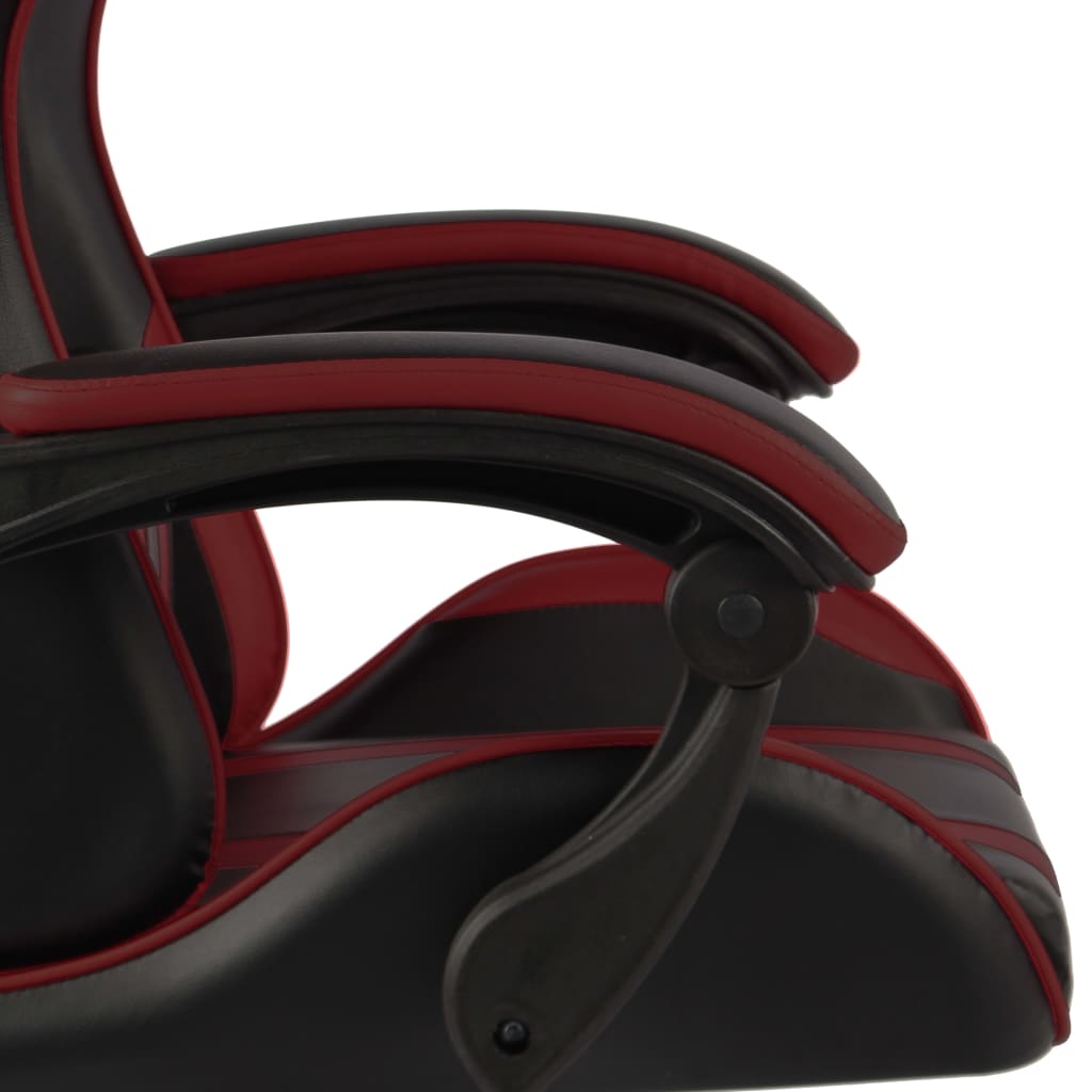 vidaXL Геймърски стол с подложка черно/виненочервено изкуствена кожа
